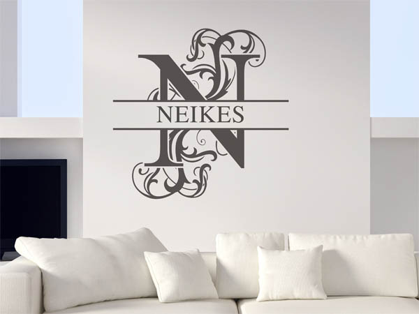 Wandtattoo verschnörkeltes N mit Neikes