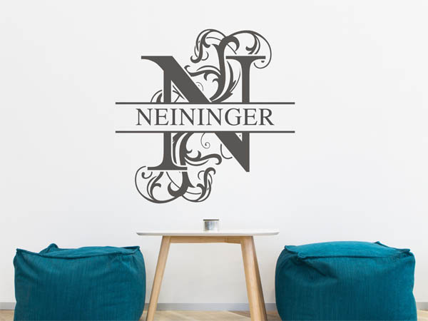 Wandtattoo verschnörkeltes N mit Neininger