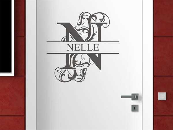 Wandtattoo verschnörkeltes N mit Nelle
