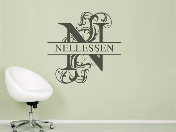 Wandtattoo verschnörkeltes N mit Nellessen