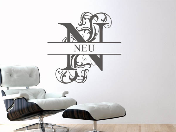 Wandtattoo verschnörkeltes N mit Neu
