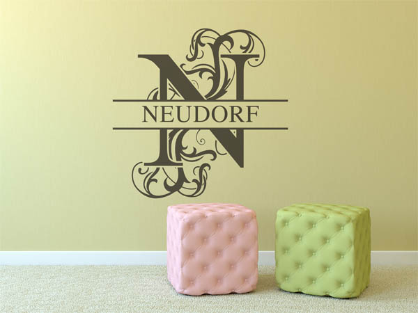 Wandtattoo verschnörkeltes N mit Neudorf