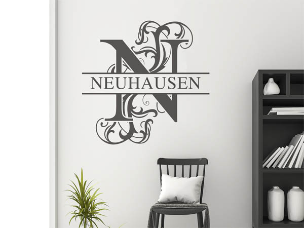 Wandtattoo verschnörkeltes N mit Neuhausen