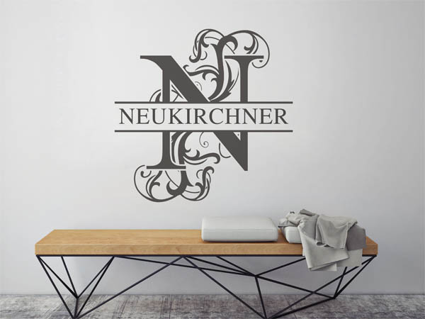 Wandtattoo verschnörkeltes N mit Neukirchner