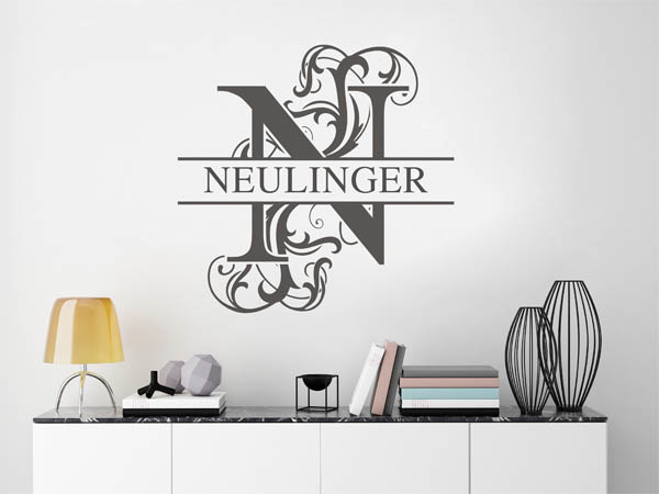 Wandtattoo verschnörkeltes N mit Neulinger
