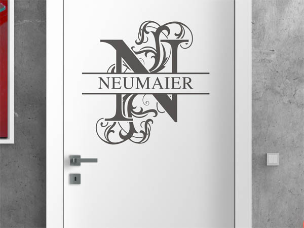 Wandtattoo verschnörkeltes N mit Neumaier