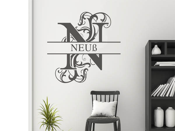 Wandtattoo verschnörkeltes N mit Neuß