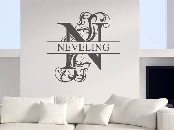 Wandtattoo verschnörkeltes N mit Neveling