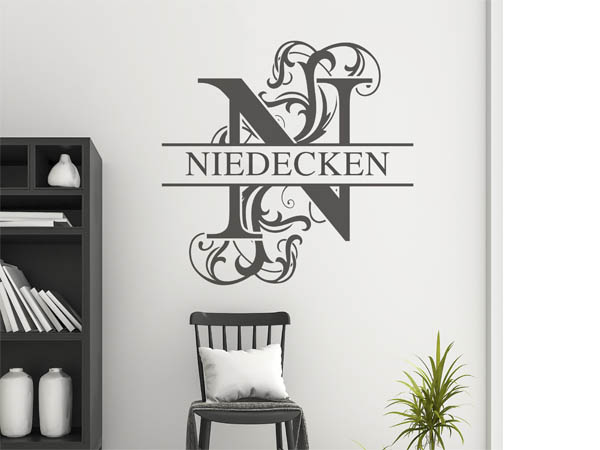 Wandtattoo verschnörkeltes N mit Niedecken
