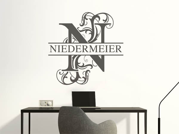Wandtattoo verschnörkeltes N mit Niedermeier