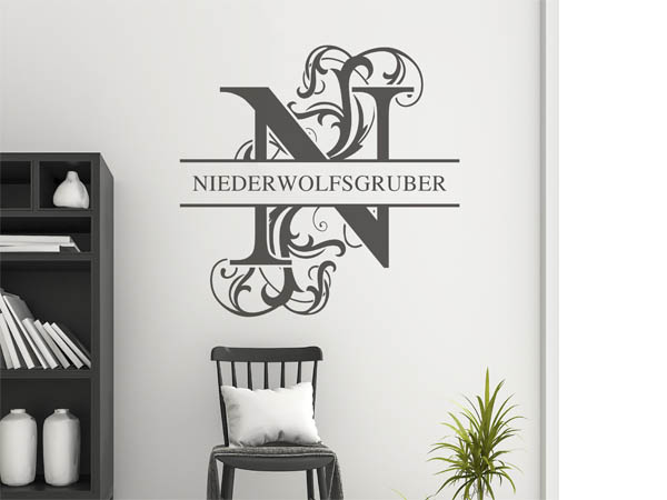 Wandtattoo verschnörkeltes N mit Niederwolfsgruber