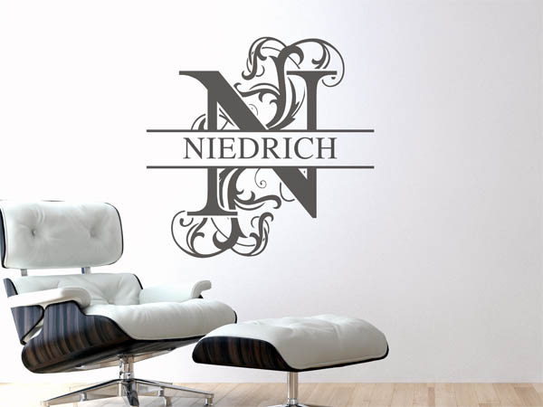 Wandtattoo verschnörkeltes N mit Niedrich