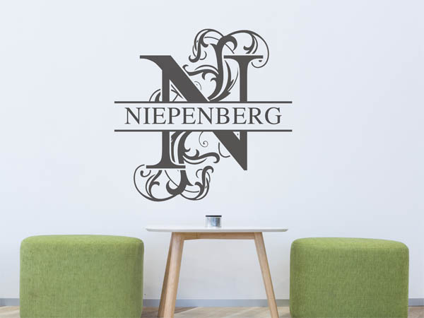 Wandtattoo verschnörkeltes N mit Niepenberg