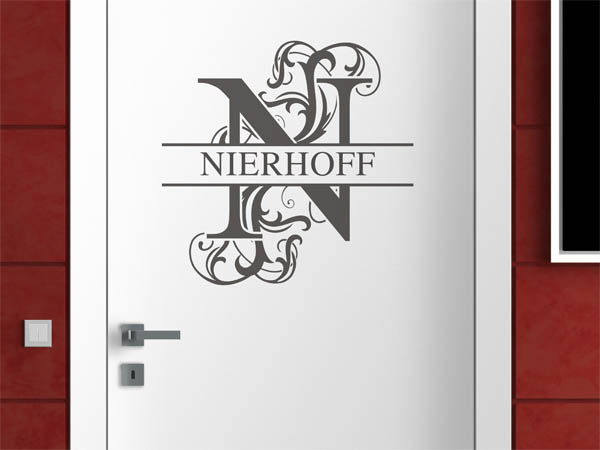 Wandtattoo verschnörkeltes N mit Nierhoff