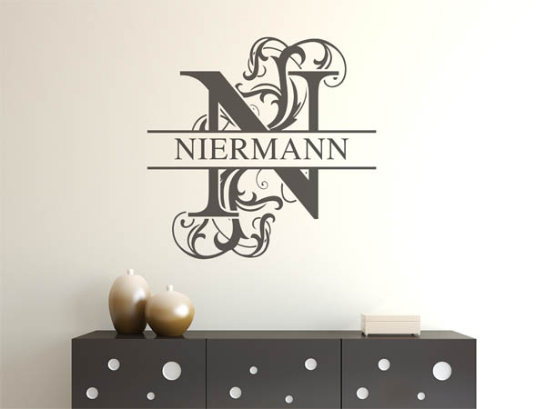 Wandtattoo verschnörkeltes N mit Niermann