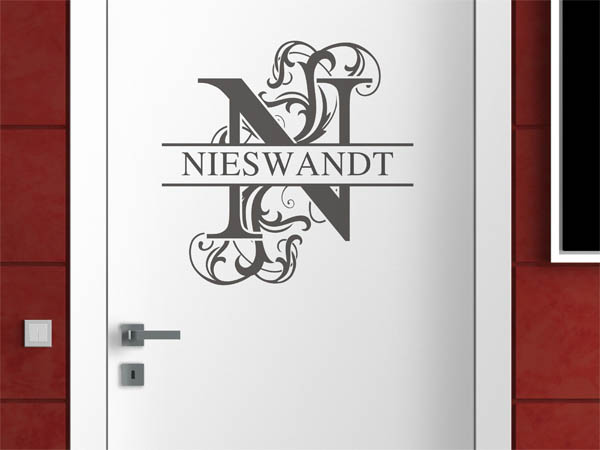 Wandtattoo verschnörkeltes N mit Nieswandt