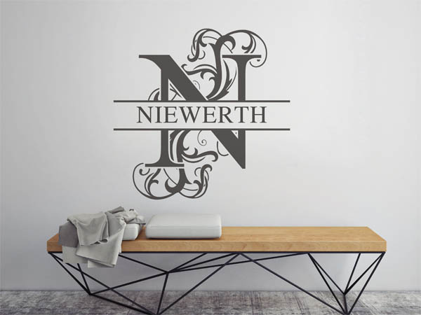 Wandtattoo verschnörkeltes N mit Niewerth