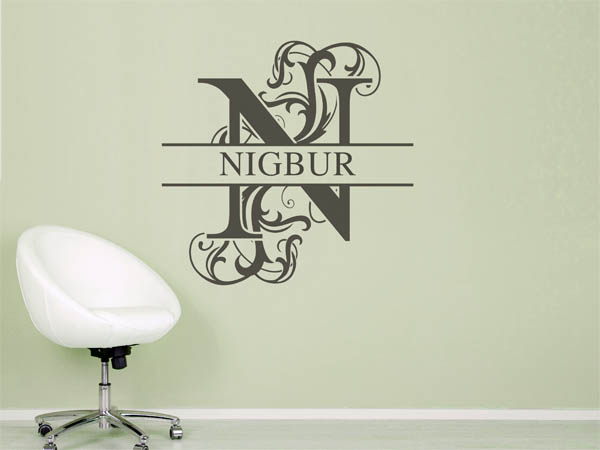 Wandtattoo verschnörkeltes N mit Nigbur