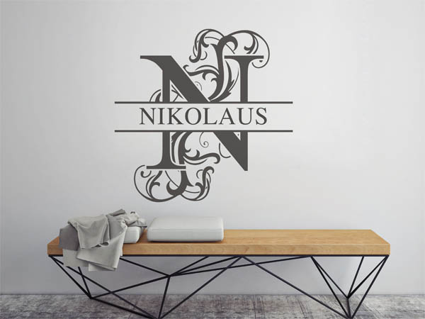 Wandtattoo verschnörkeltes N mit Nikolaus