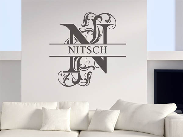 Wandtattoo verschnörkeltes N mit Nitsch