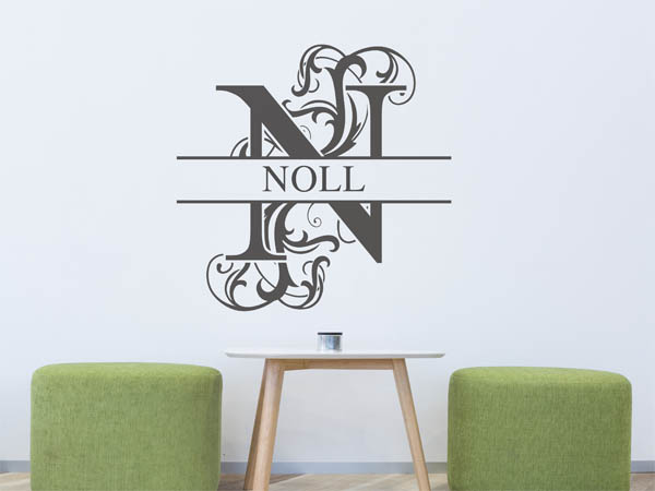 Wandtattoo verschnörkeltes N mit Noll