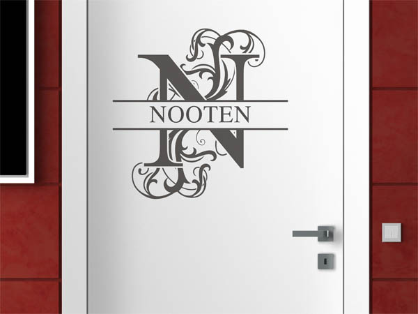 Wandtattoo verschnörkeltes N mit Nooten