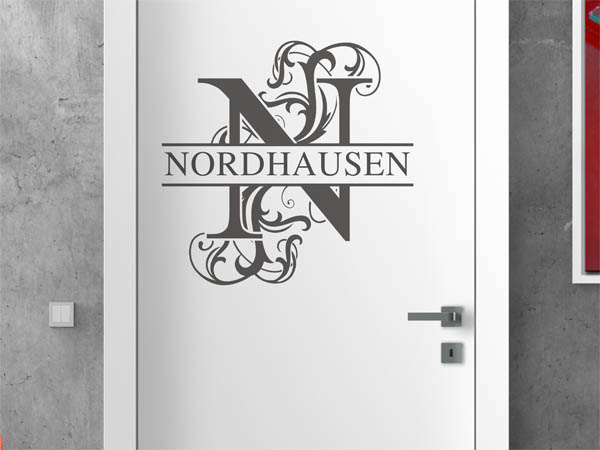 Wandtattoo verschnörkeltes N mit Nordhausen