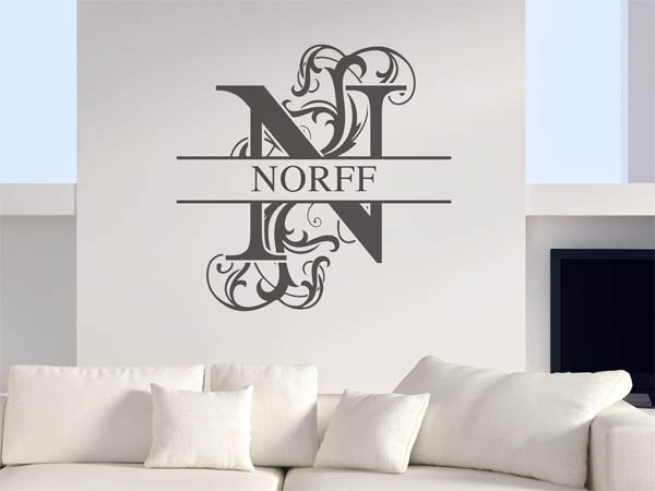 Wandtattoo verschnörkeltes N mit Norff