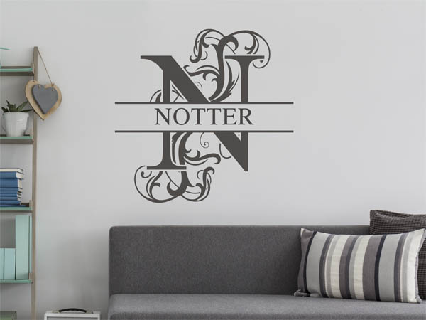 Wandtattoo verschnörkeltes N mit Notter