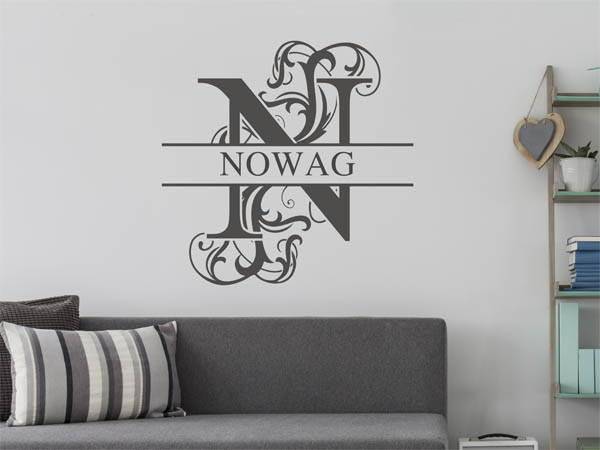 Wandtattoo verschnörkeltes N mit Nowag