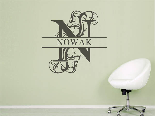 Wandtattoo verschnörkeltes N mit Nowak