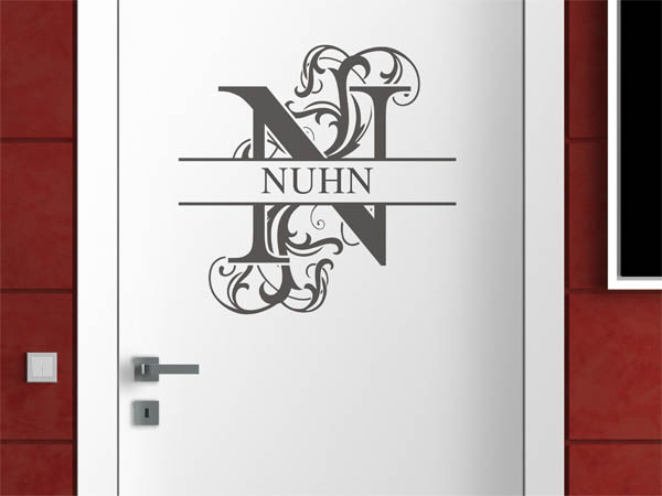 Wandtattoo verschnörkeltes N mit Nuhn