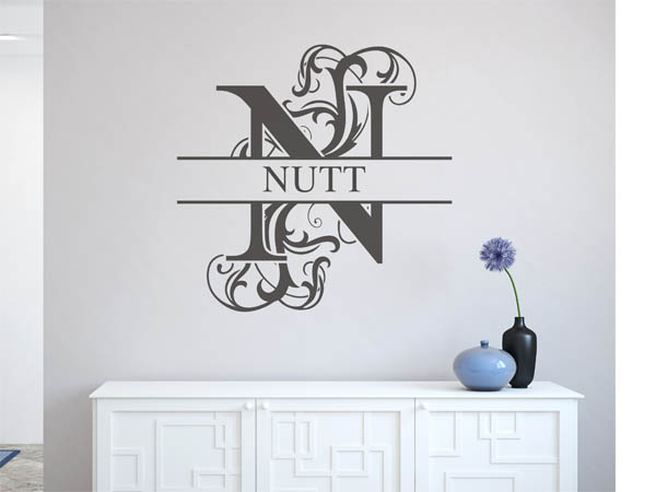 Wandtattoo verschnörkeltes N mit Nutt