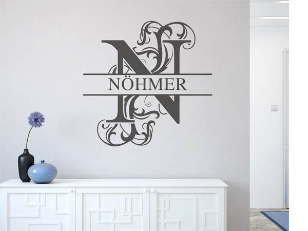 Wandtattoo verschnörkeltes N mit Nöhmer