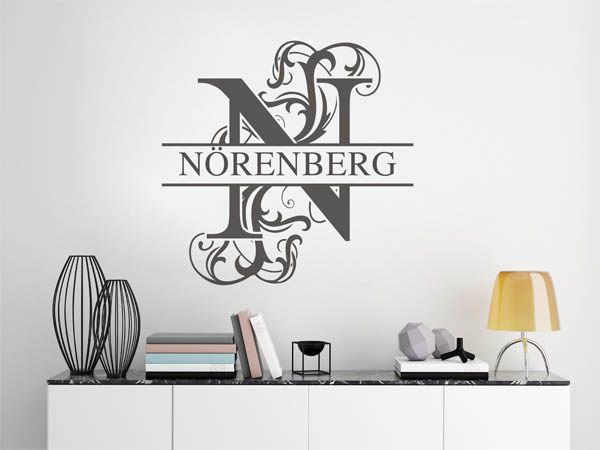 Wandtattoo verschnörkeltes N mit Nörenberg