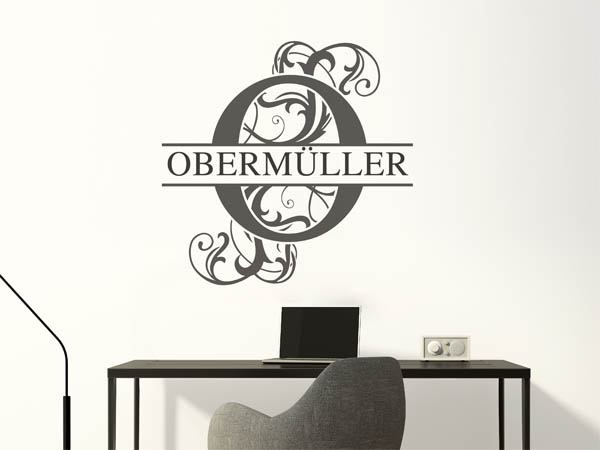 Wandtattoo verschnörkeltes O mit Obermüller