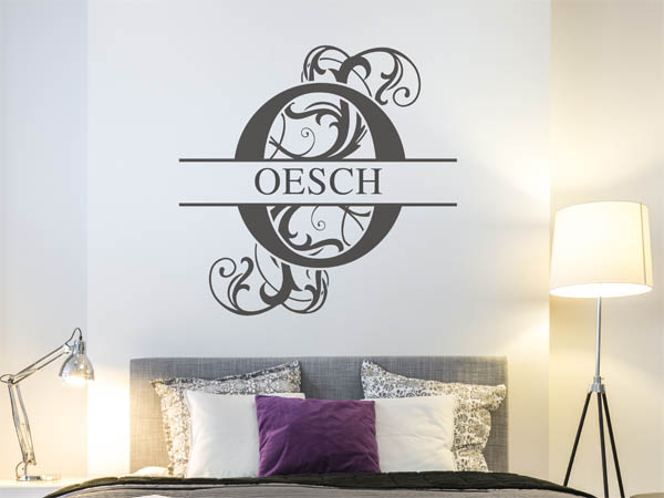 Wandtattoo verschnörkeltes O mit Oesch