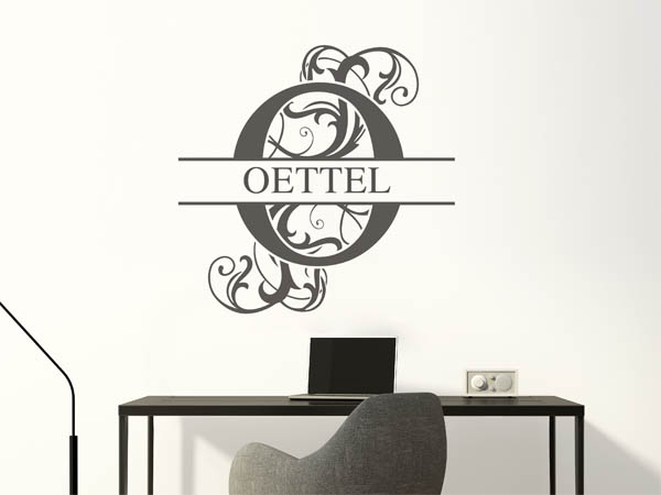 Wandtattoo verschnörkeltes O mit Oettel