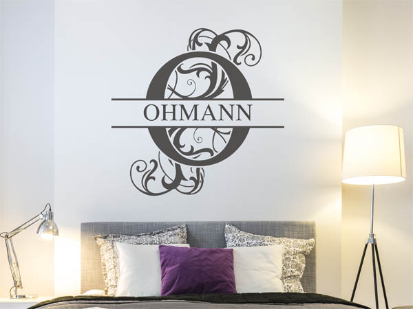 Wandtattoo verschnörkeltes O mit Ohmann