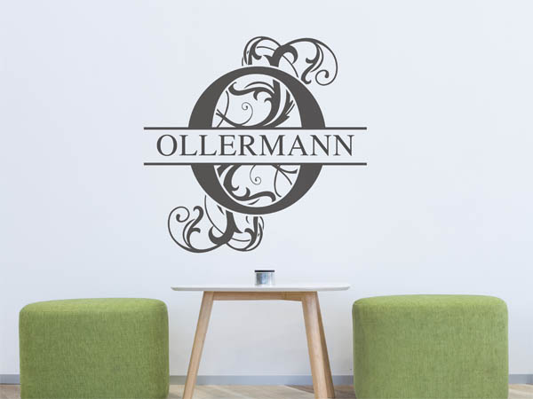 Wandtattoo verschnörkeltes O mit Ollermann