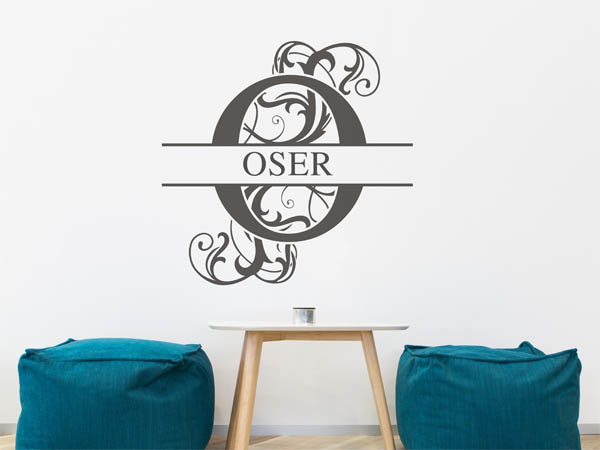 Wandtattoo verschnörkeltes O mit Oser