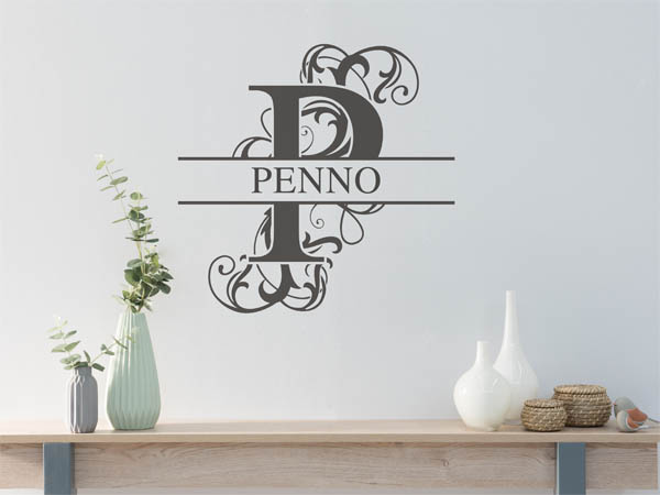 Wandtattoo verschnörkeltes P mit Penno