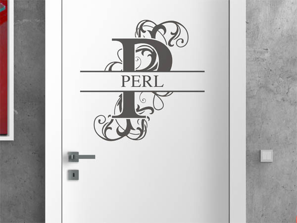 Wandtattoo verschnörkeltes P mit Perl