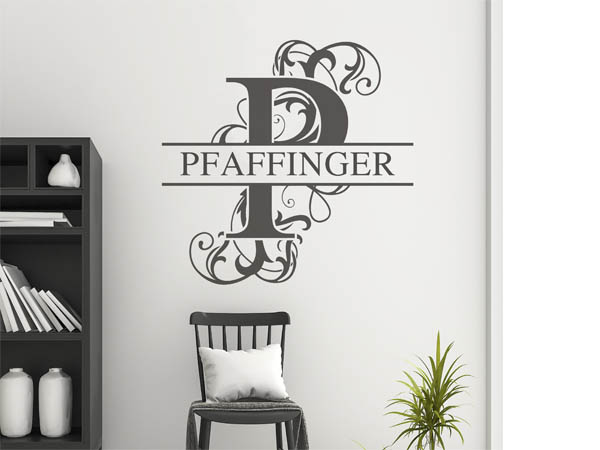 Wandtattoo verschnörkeltes P mit Pfaffinger