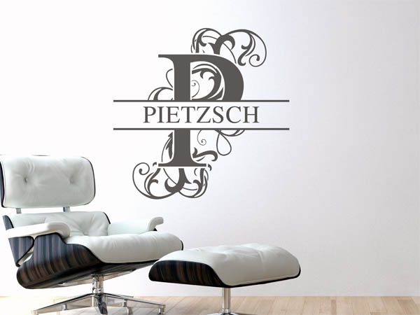 Wandtattoo verschnörkeltes P mit Pietzsch