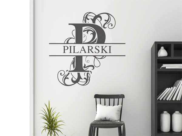 Wandtattoo verschnörkeltes P mit Pilarski