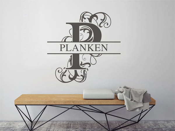 Wandtattoo verschnörkeltes P mit Planken