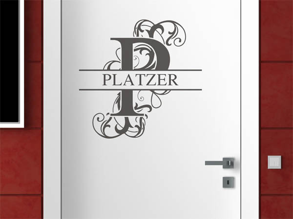Wandtattoo verschnörkeltes P mit Platzer
