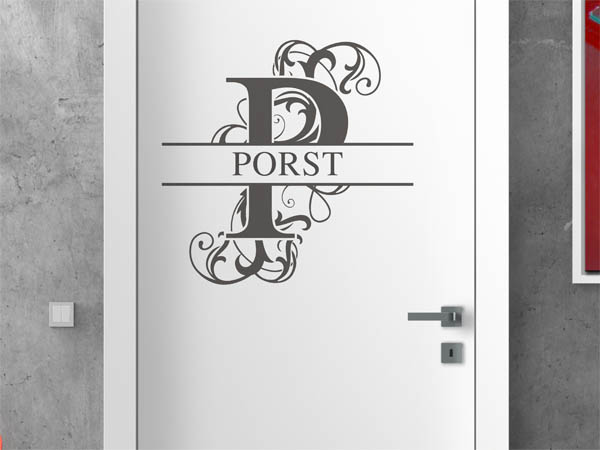 Wandtattoo verschnörkeltes P mit Porst