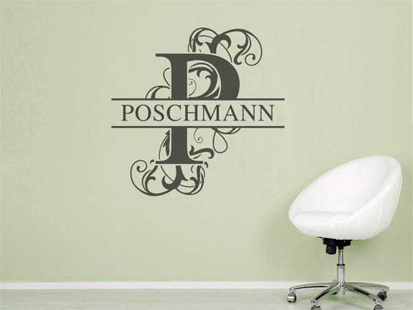 Wandtattoo verschnörkeltes P mit Poschmann